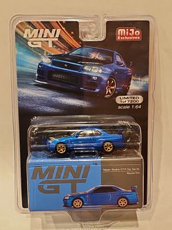 2023 Mini-GT NISSAN SKYLINE GT-R (R34) Top Secret Bayside Blue #531 USA