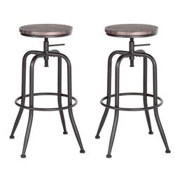 🖤Black Friday🖤 Homy Casa Anacletus Industrial Swivel Bar Stools Set of 2 Vintage Brown
