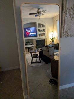 Mirror with wood frame