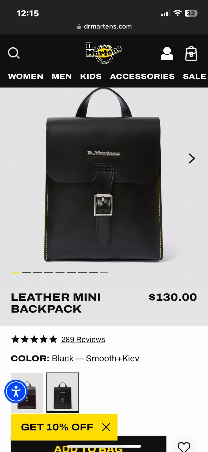 Dr. Martens Real Leather Black Backpack