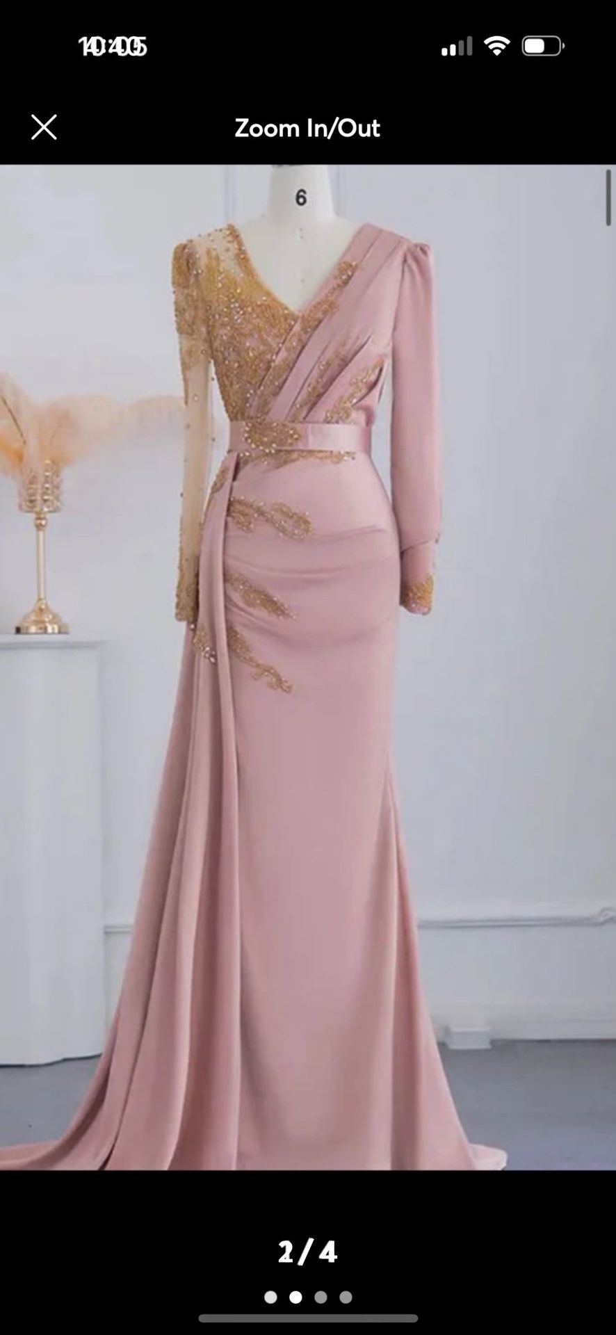 Embellished beaded evening formal gown dress size 10 pink gold prom
