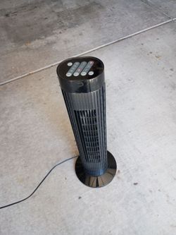 Black Oscillating Tower Fan with Top Control Panel