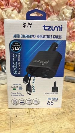 Tzumi Extend 4-in-1 Retractable Car Charger