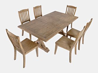 Carlyle Crossing Brown Ext Dining Table w/ 6 Slatback Chairs