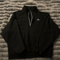 Alo Mens Black Tracksuit Set Size S 1/4 Zip-Up Jacket & Adjustable Waist Straight Leg Sweatpants