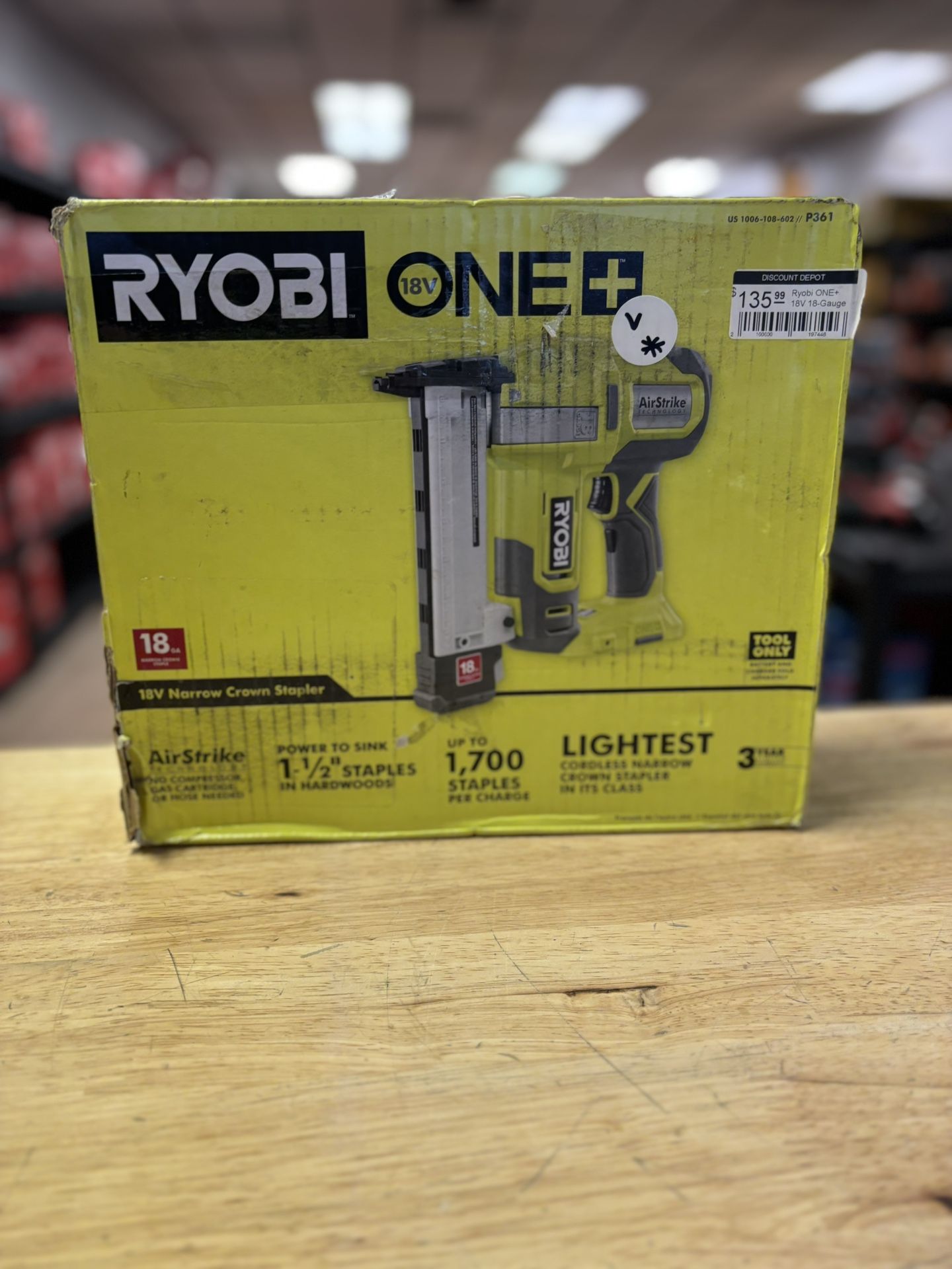 ONE+ 18V 18-Gauge Cordless AirStrike Narrow Crown Stapler (Tool Only)
