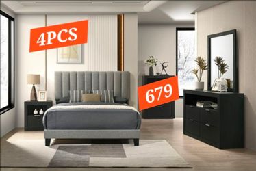 4-Piece Bedroom Set with Upholstered Bed