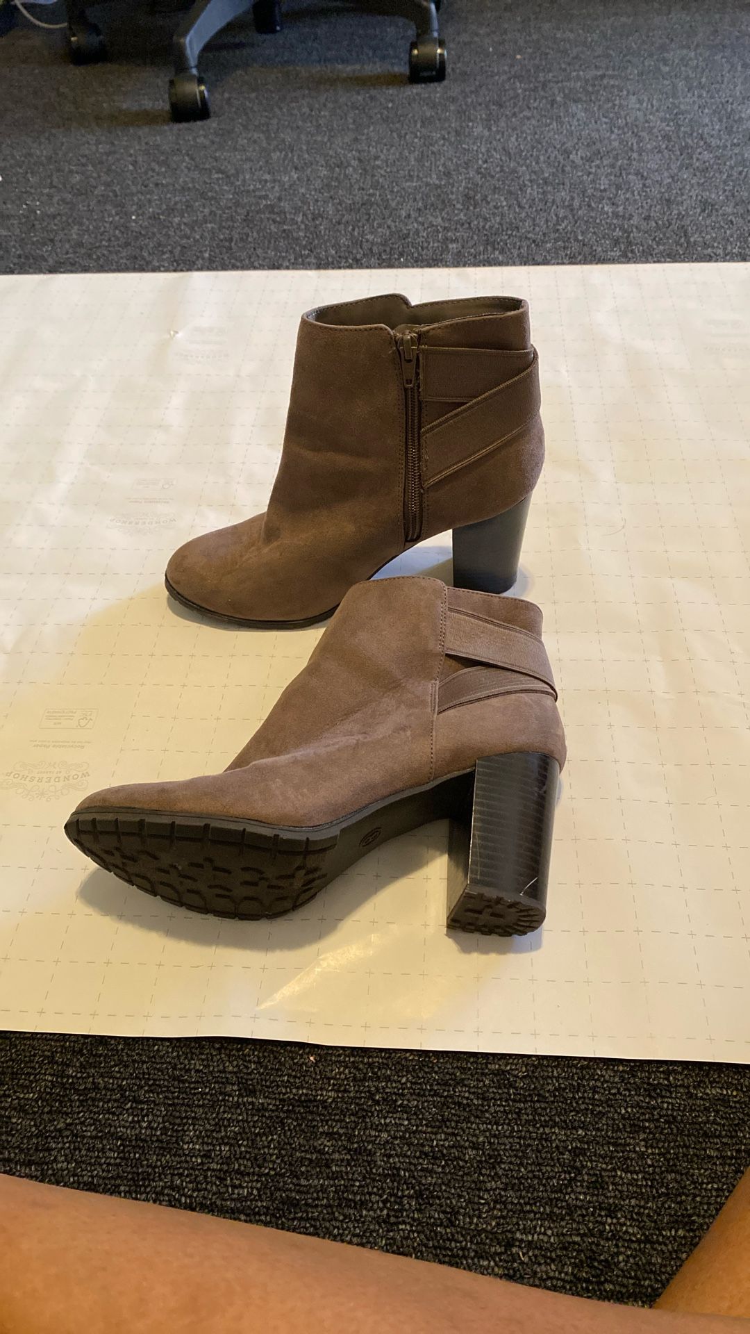 Grey Suede Heeled Boots