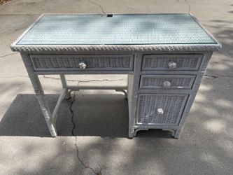 White Wicker Desk