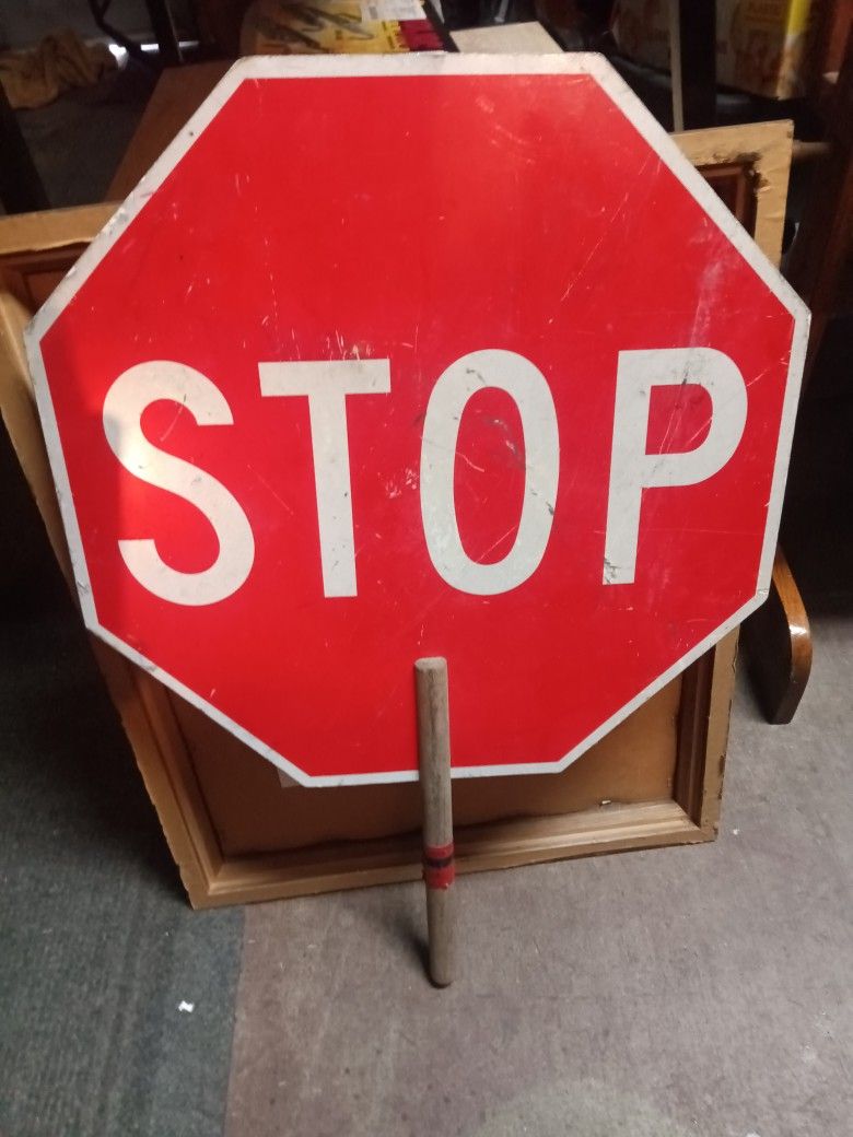 Vintage Metal Stop/Slow Sign
