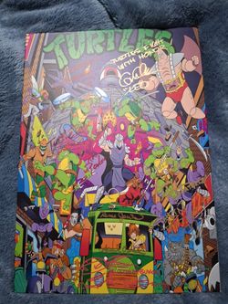 Autographed TMNT Metal Poster