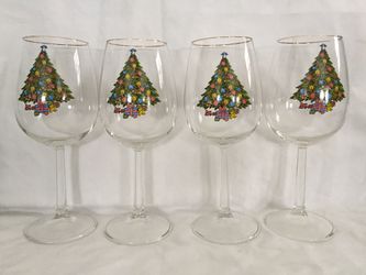 Christmas water wine glasses/goblets with gold rim