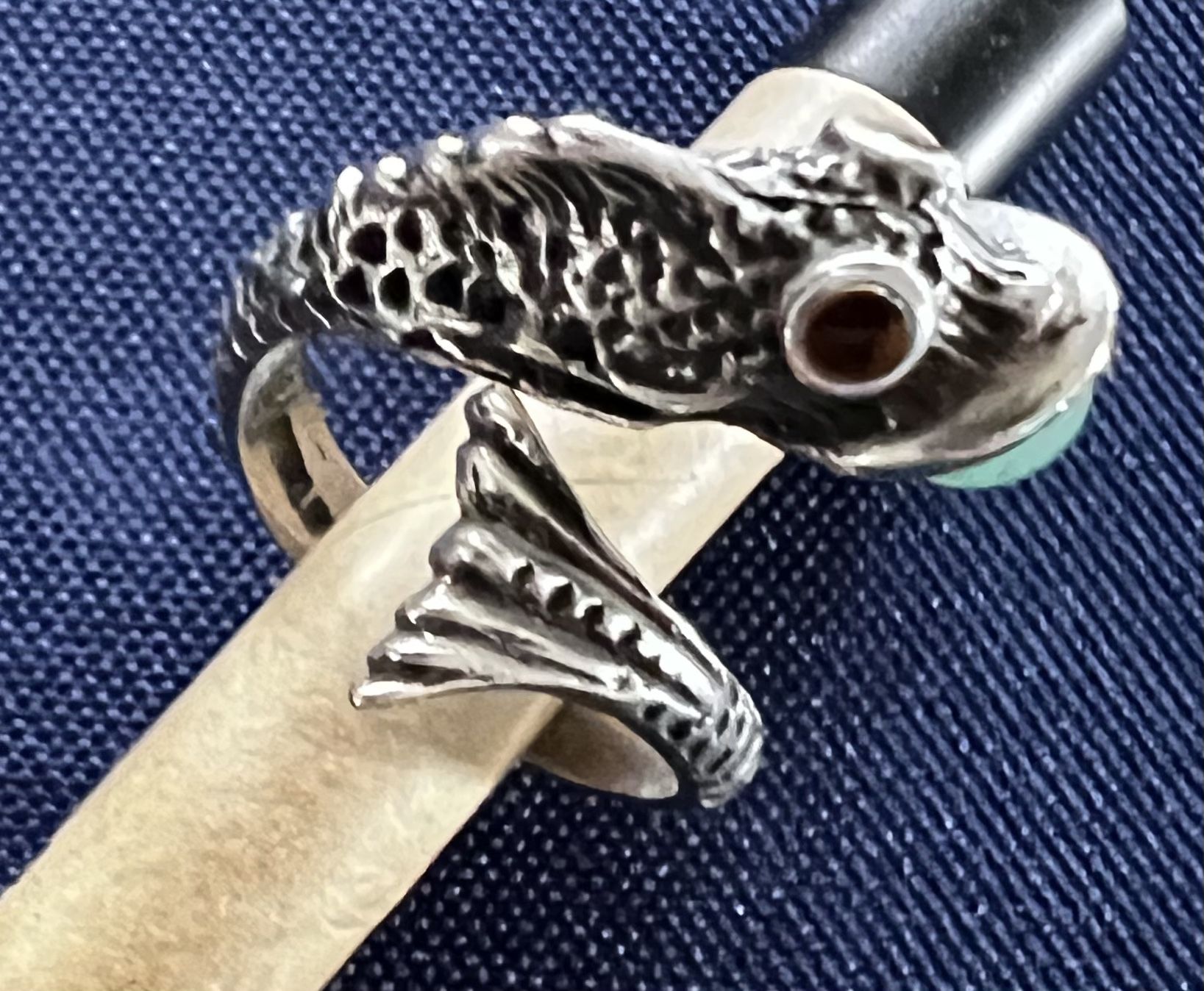 Vintage Silver Goldfish Fish Ring 