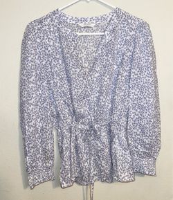 Blue White Floral Top