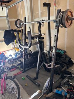 Squat rack, bench press
