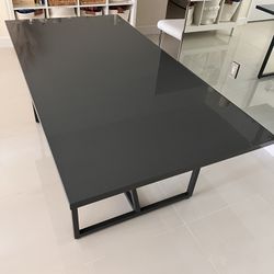 Crate & Barrel Gray Gloss  Dining Room Table