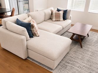 Luxury Oversized Cream Sectional Sofa w/ Chaise - Modern & Super Comfortable