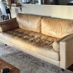 Article Sven Leather Sofa 34.5"H x 88"W x 38.5"D