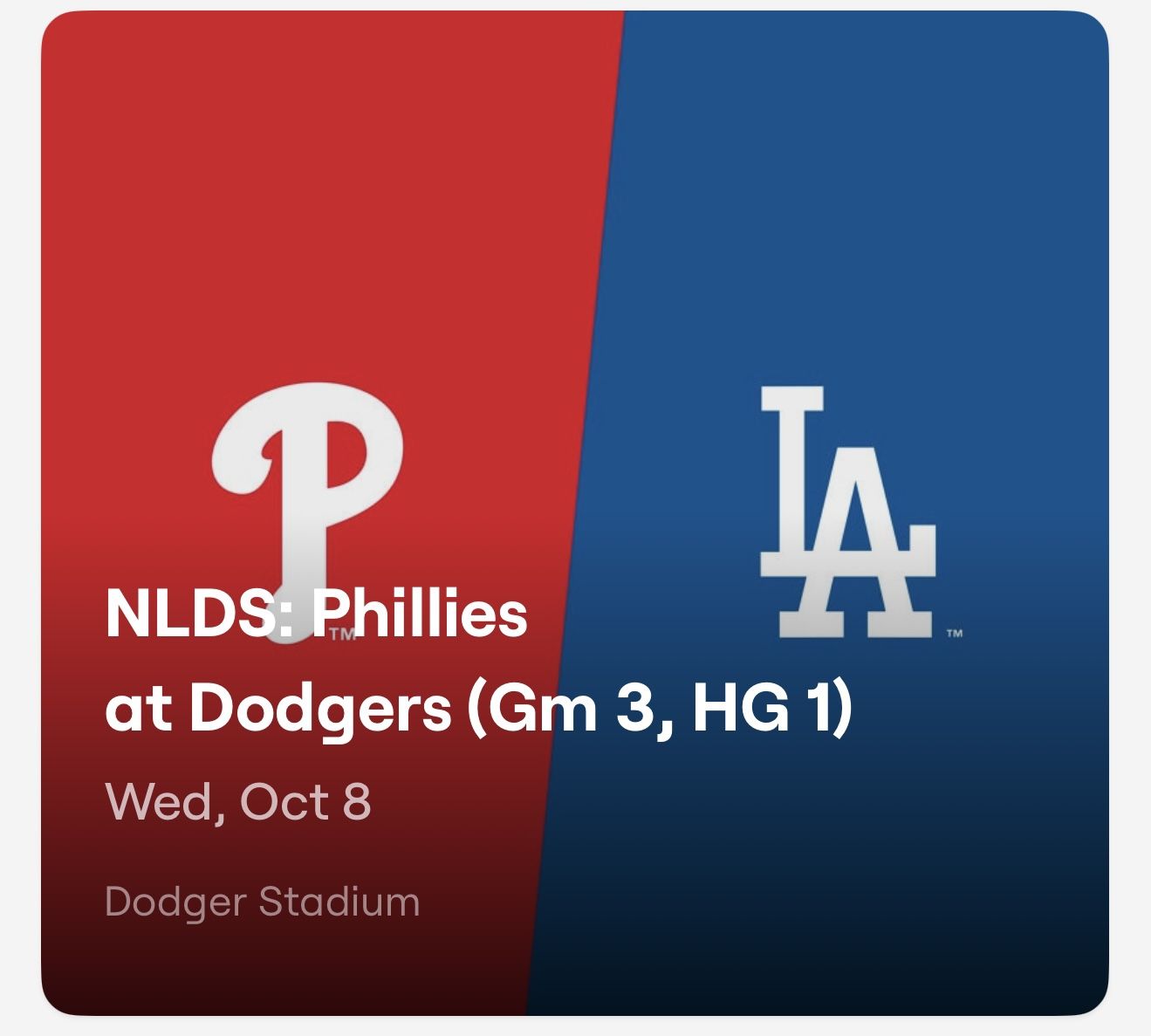 NLDS. Phillies Vs Dodgers