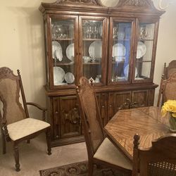 Table, 6 Chairs And Hutch 