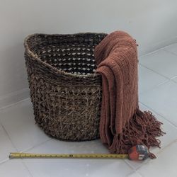 Large West Elm Natural Basket yute basket Cesta espectacular yute decorativa multi usos