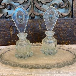 Antique Vintage Perfume Bottles And Tray. 