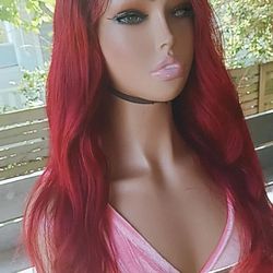 26" Ruby Red Lace Frontal Wig 