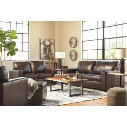 Leather Sof,a | Lovesea,t |  Chai,r and Ottoman | Brown Color