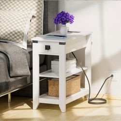 (3) White with black accent end tables