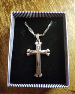 Men's 28" Stainless Steel Cross Necklace