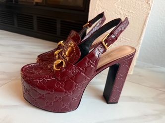 Gucci GG Monogram Platform Slingback Heels