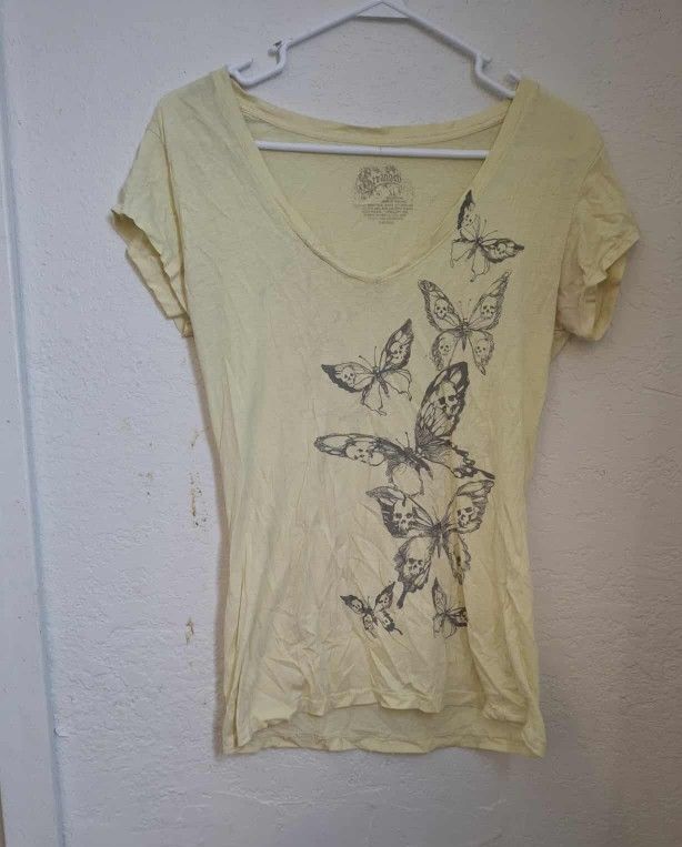 Xl Yellow Butterfly Womens Shirt