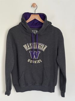 Washington Huskies Hoodie Medium Women’s Grey  Long Sleeve Pullover Sweatshirt