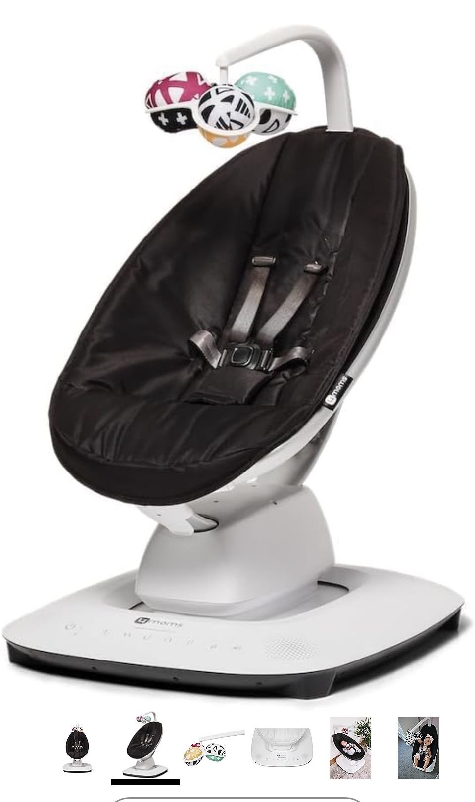 4moms MamaRoo Multi-Motion Baby Swing, Bluetooth Enabled with 5 Unique Motions, Black