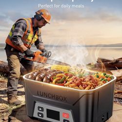 EAST OAK Caja de almuerzo eléctrica inalámbrica para adultos, caja de almuerzo autocalentable recargable de 5.5 tazas - Calentamiento automático, cale