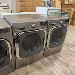 LG stainless steel frontload washer and dryer set electric with warranty