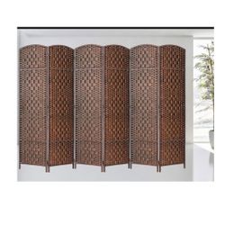 6 Panels Folding Room Divider Bamboo 71” High