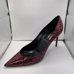 SAINT LAURENT RED LEOPARD PRINT LEATHER PUMPS 🔥