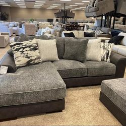 Ashley Pewter Sectional Sofa Couch Larkstone