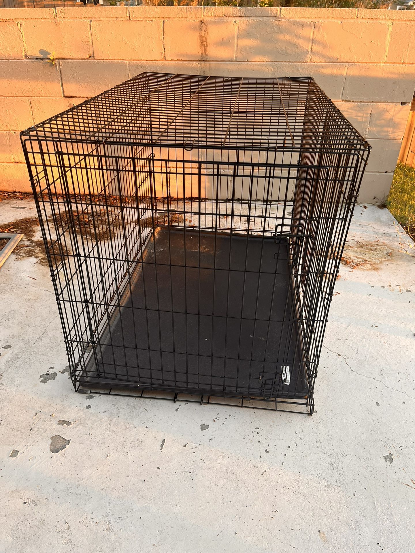 30”x30”x48” Dog Kennel With Two Doors And Black Tray
