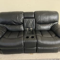 “Avengers” Black Faux Leather Powered Recliner 