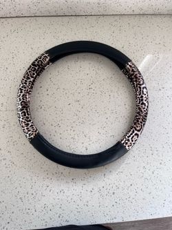 Leopard Print & Black Steering Wheel