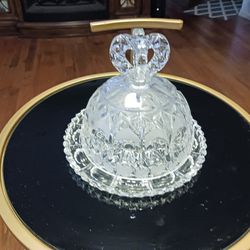  Beautiful CRYSTAL Lead Cheese  Dish AND 3 Side Dishes  These Are  Perfect For The  Holiday 