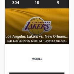 11/30 Game Resale Lakers Tickets Not Able To Make It!! 