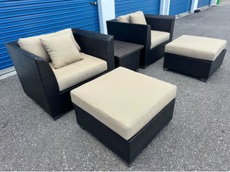 PATIO CLUB CHAIRS AND OTTOMANS TABLE RESIN WICKER