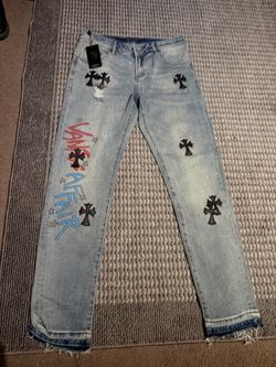 Chrome Hearts Van's An Affair Light Wash Jeans