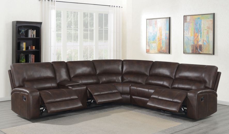 Beautiful Brown Leather Reclining Sectional
