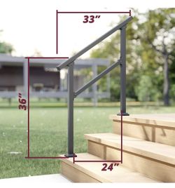 Outdoor 3 Steps Handrail - Black Wrought Iron Handrail Kit 