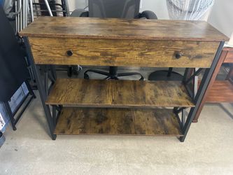 Wooden Console Table w/ 2- Shelves /Drawer