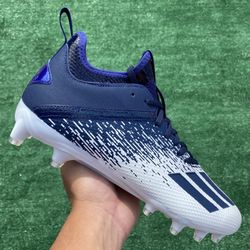 ADIDAS ADIZERO SCORCH “WHITE / COLLEGIATE NAVY” FOOTBALL CLEATS (Size 11.5, Men’s)